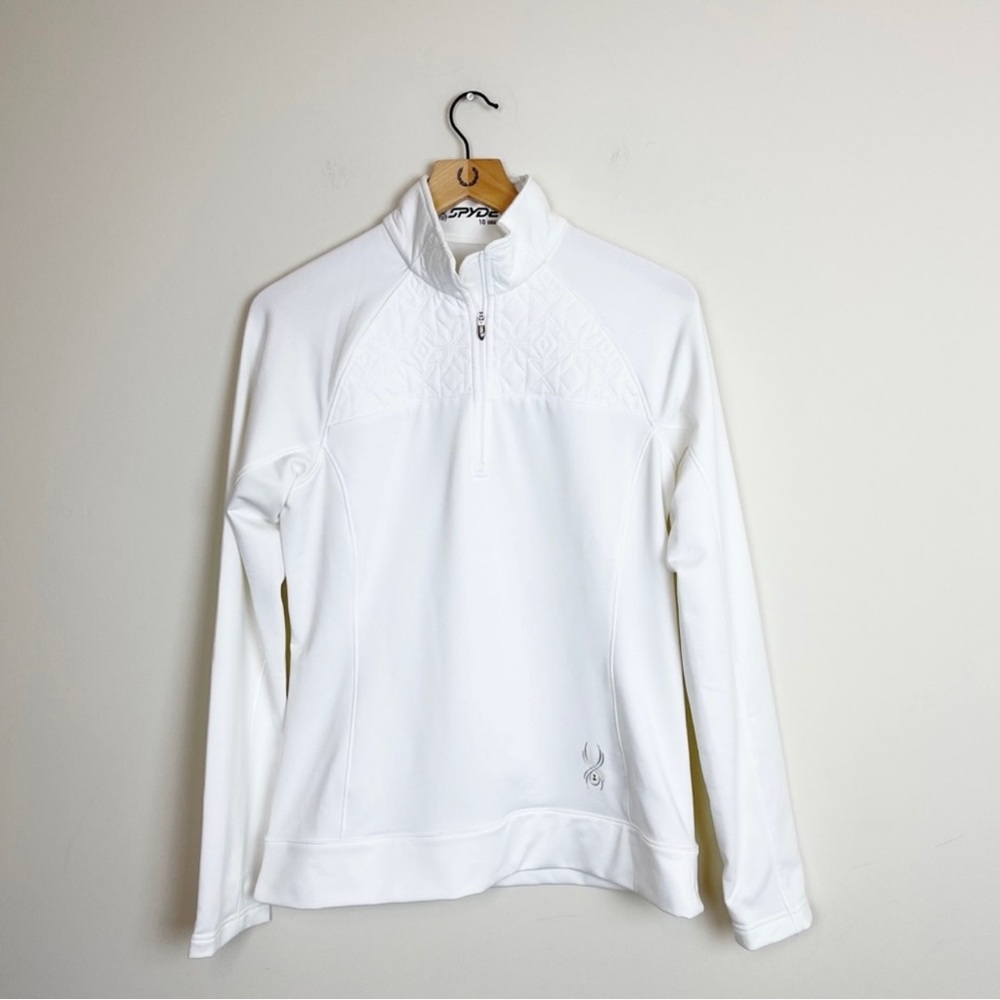 Spyder White Quarter Zip Moto Athletic Pullover